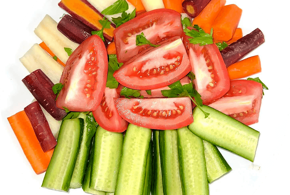 Rainbow Carrots and Tomato Salad