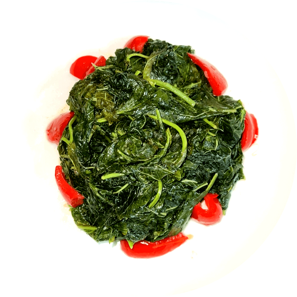 Steamed Callaloo Red Pepper Salad