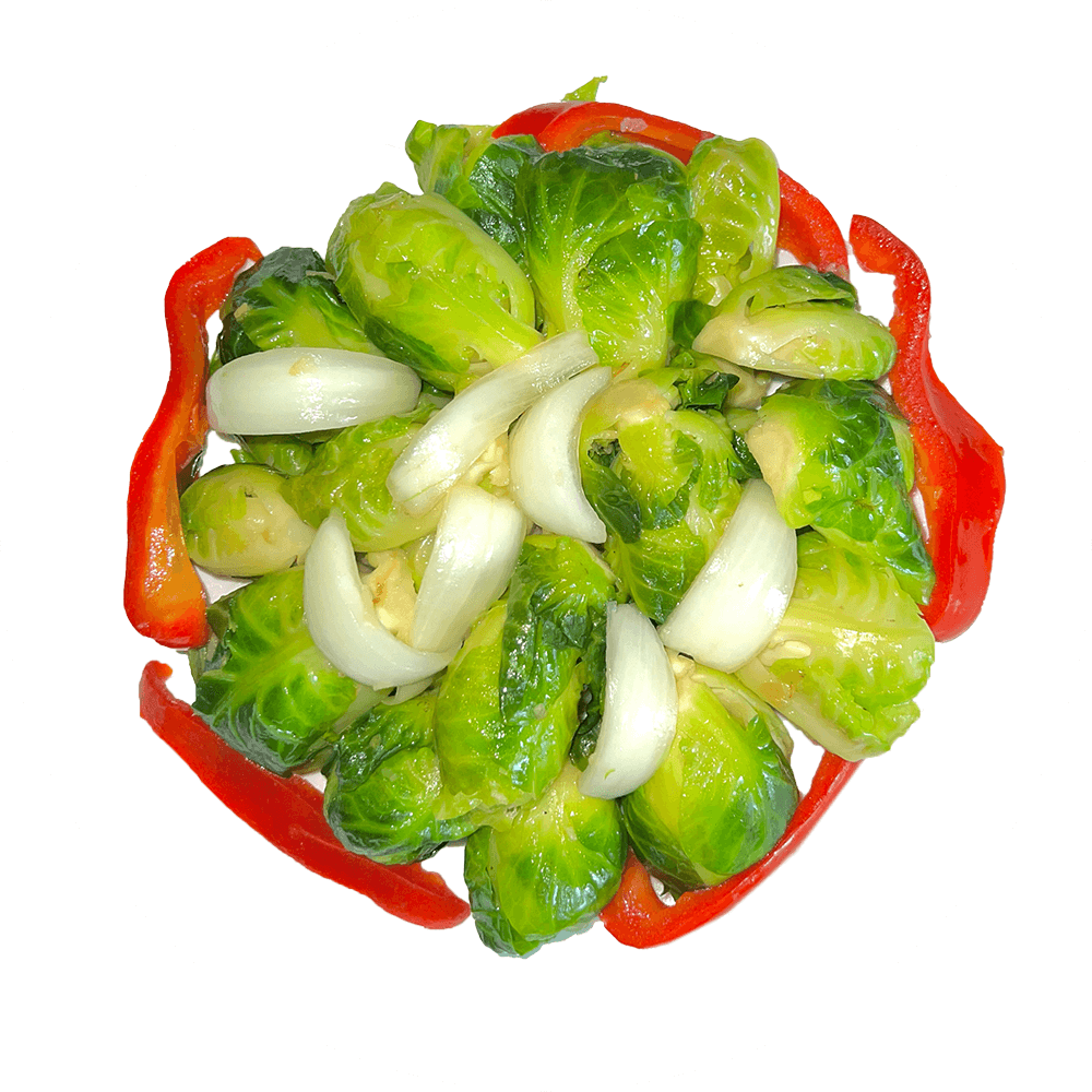 Steamed Brussel Sprouts Pepper Salad